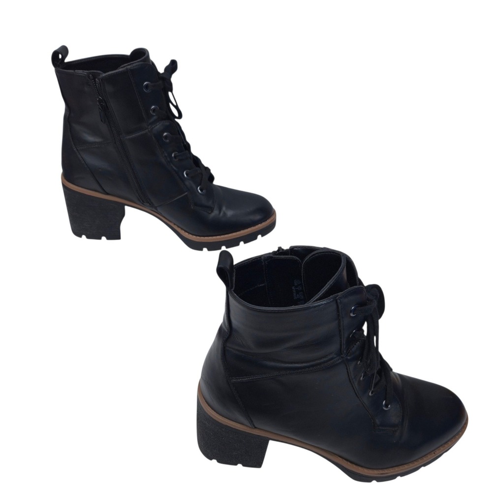 Soul Naturalizer Myfave Combat Boots Women 10M Black Lace Up Side Zip Block Heel